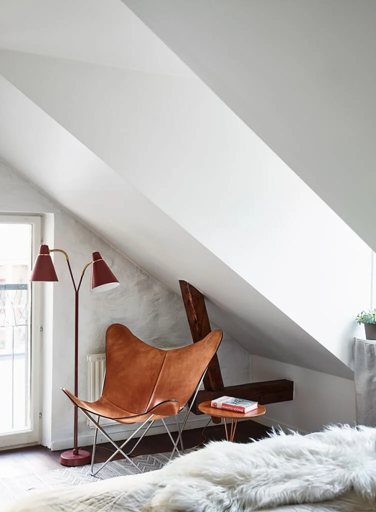 bedroom chair and lamp