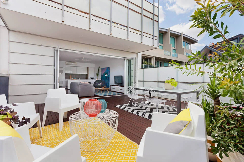 colorful lounge outdoor Melbourne apartment