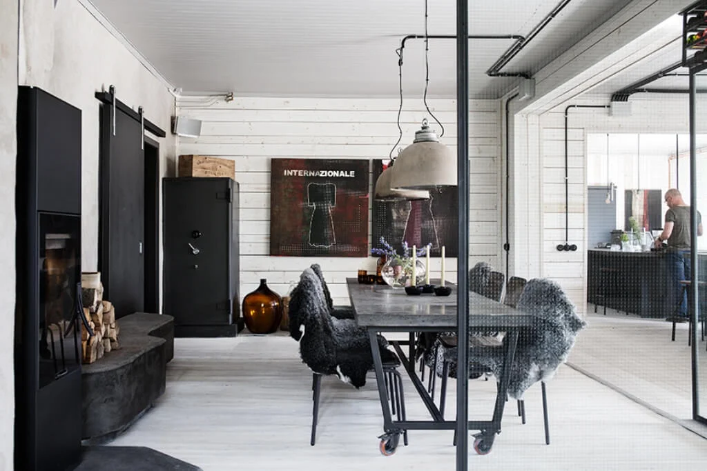 large grey dining table