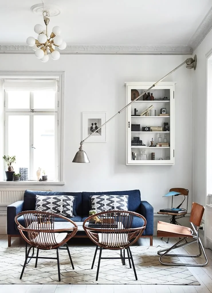 living room rattan chairs ceiling lamp