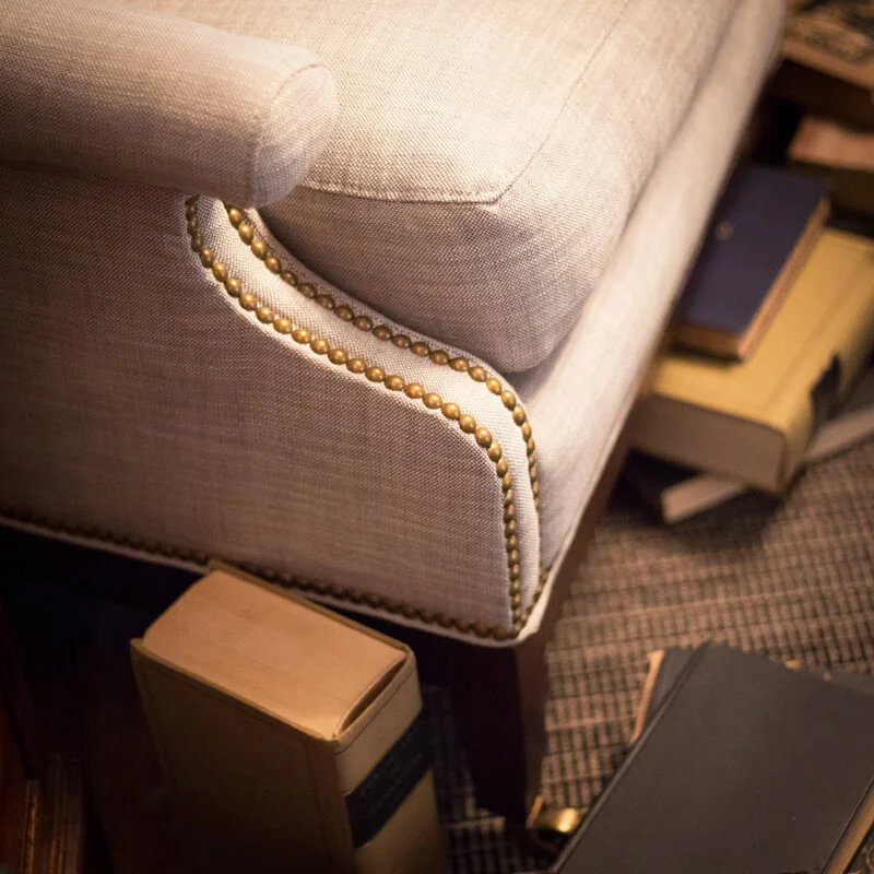 nailhead trim comfy armchair