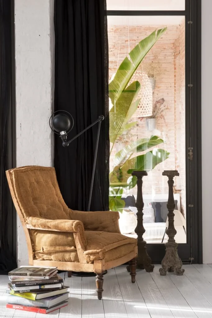 soft chair and lamp