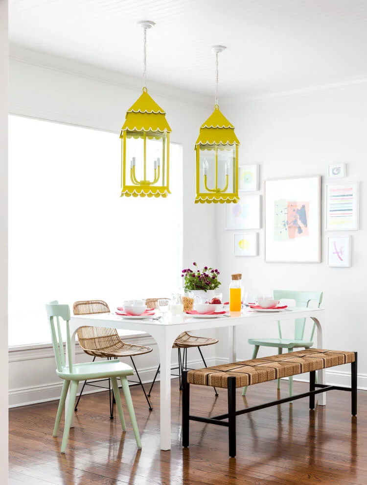 yellow lanterns breakfast nook