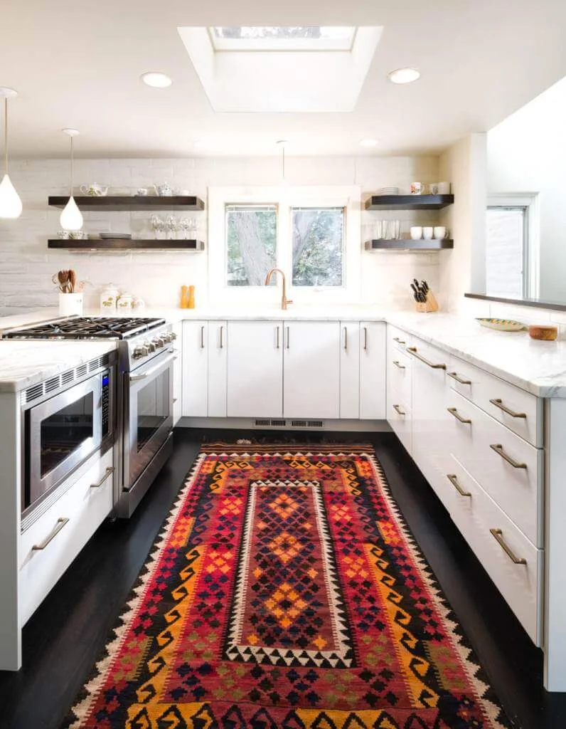 Contemporary Kitchen Vintage Winter Floral Medallion Pink Border Rug