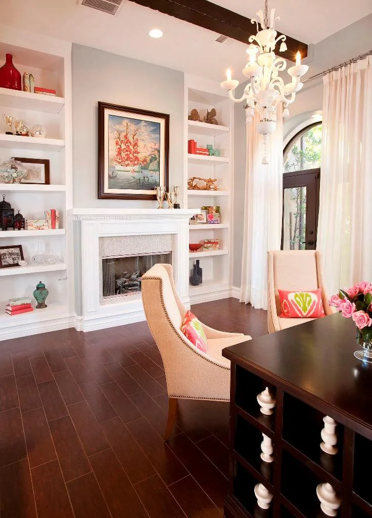 Mid-Sized Wood Brown Floor Home Office