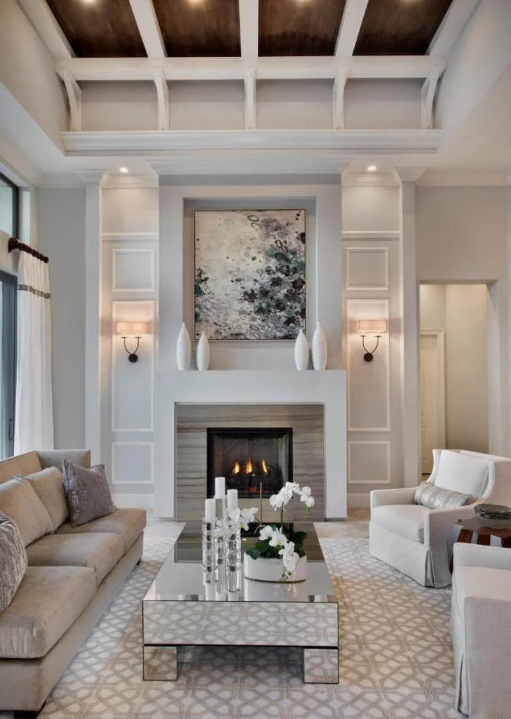 Sofa Near Fireplace Decoration Home Warm