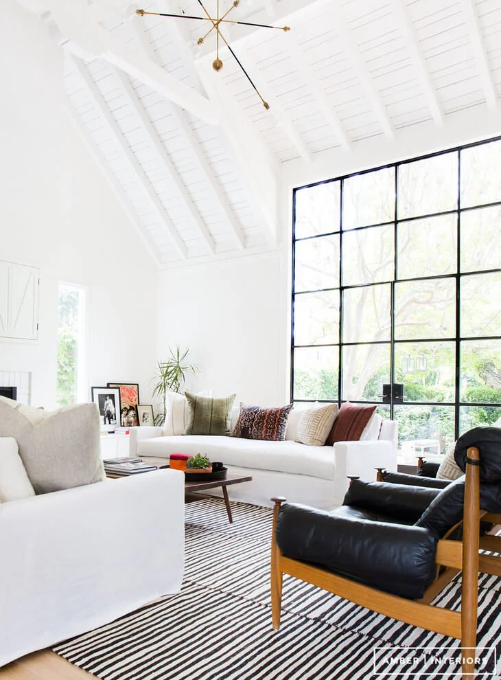 black and white patterned room