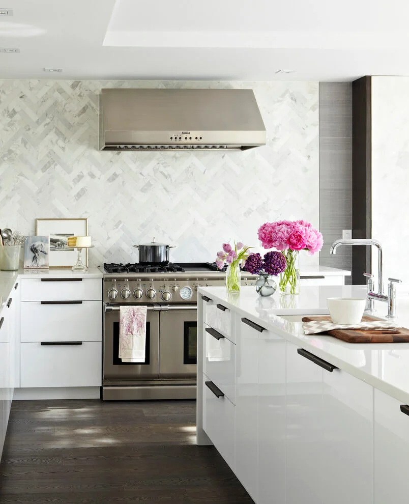 contemporary white streamlined kitchen