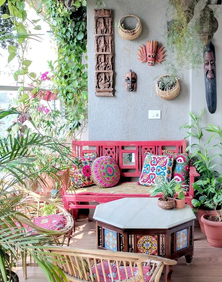 eclectic balcony plants decoration