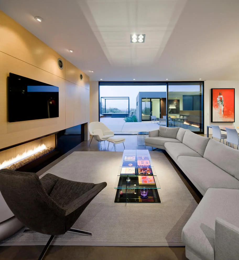 inbuilt fireplace contemporary living