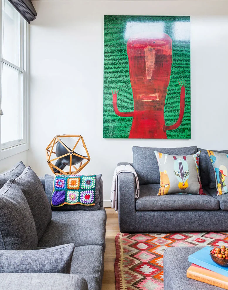 interesting wall art and cushions