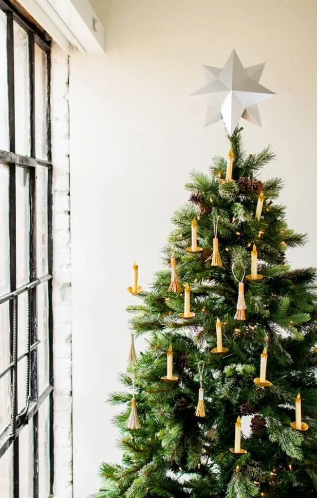 paper candle and tassel tree decoration
