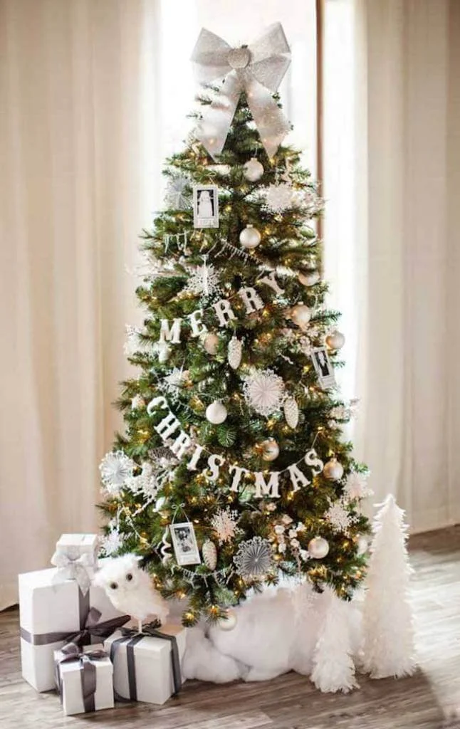 snowflakes and silver ornaments
