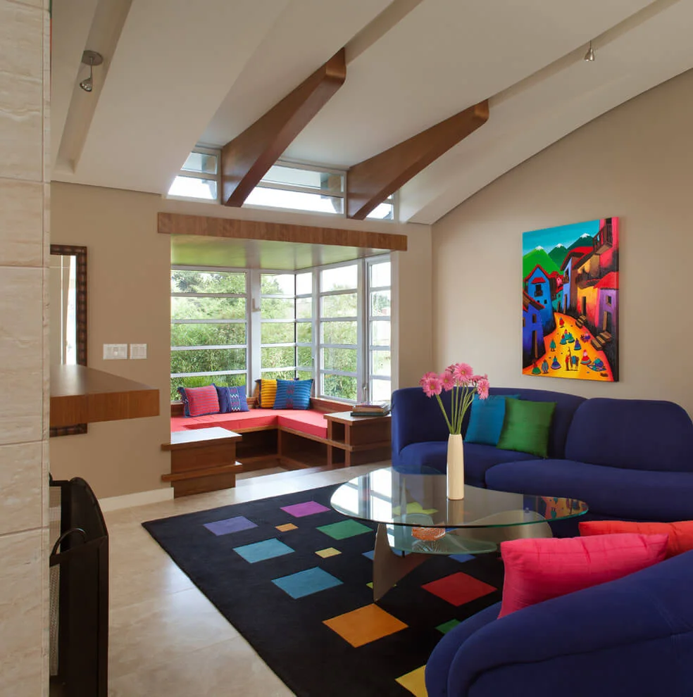 square pattern rug colorful theme