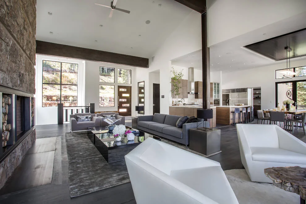 white and wood contemporary home design