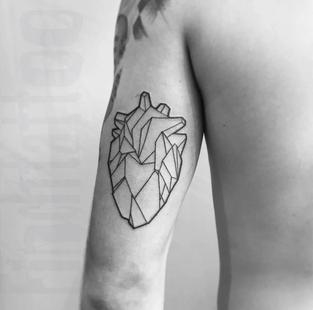 Black and Grey Linework Tattoo