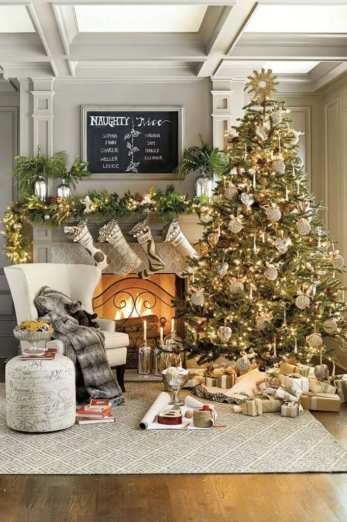 Golden Decorations Christmas Tree