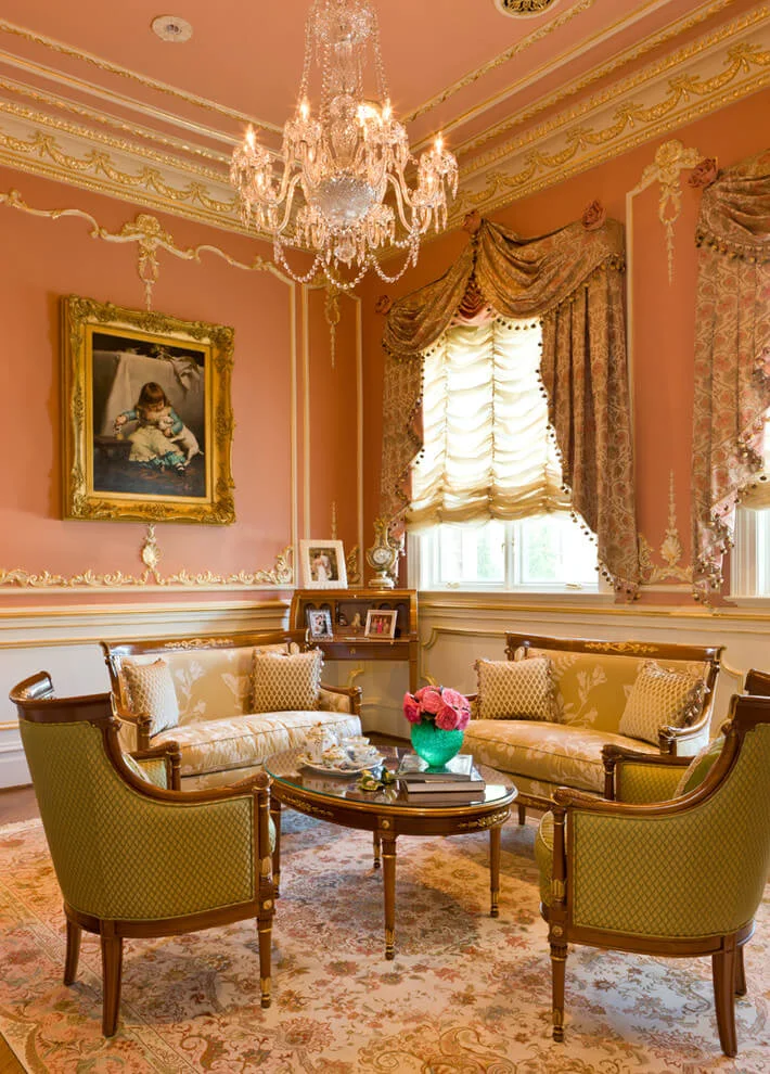 Plush Pink Victorian Living Room