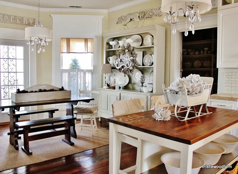 Silver White Christmas Farmhouse Kitchen