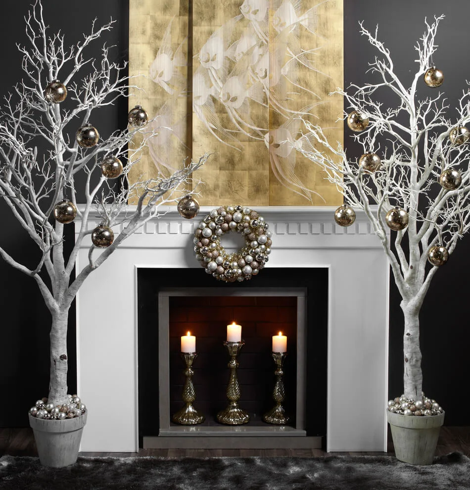 White Fireplace Christmas Decoration