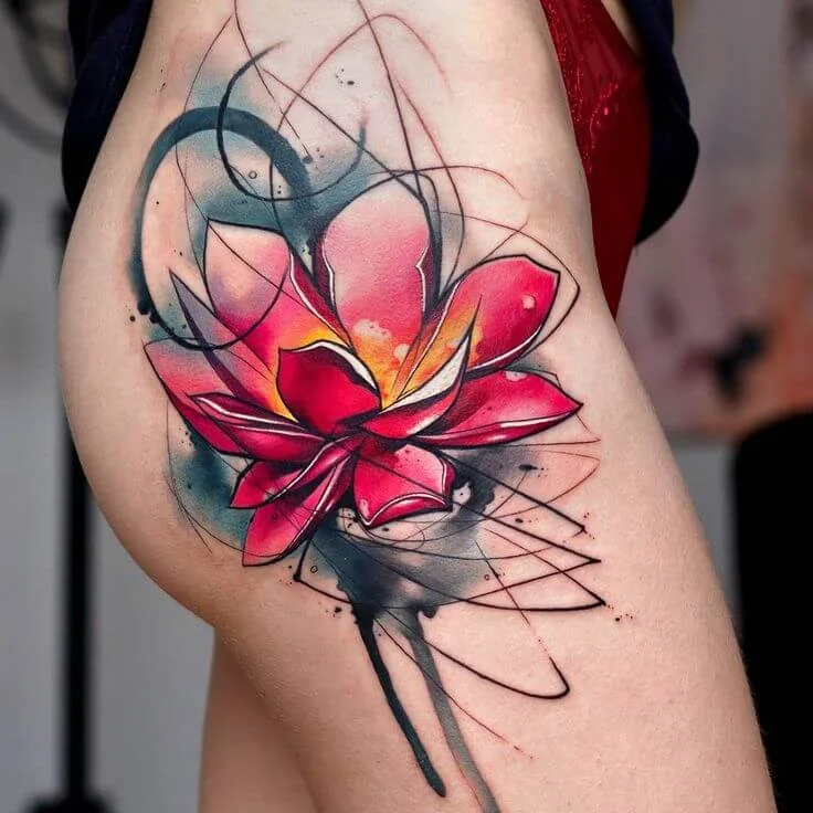 Lotus Watercolor Tattoo