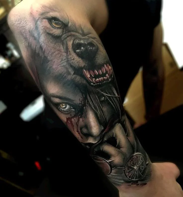 Angry Wolf Tattoo