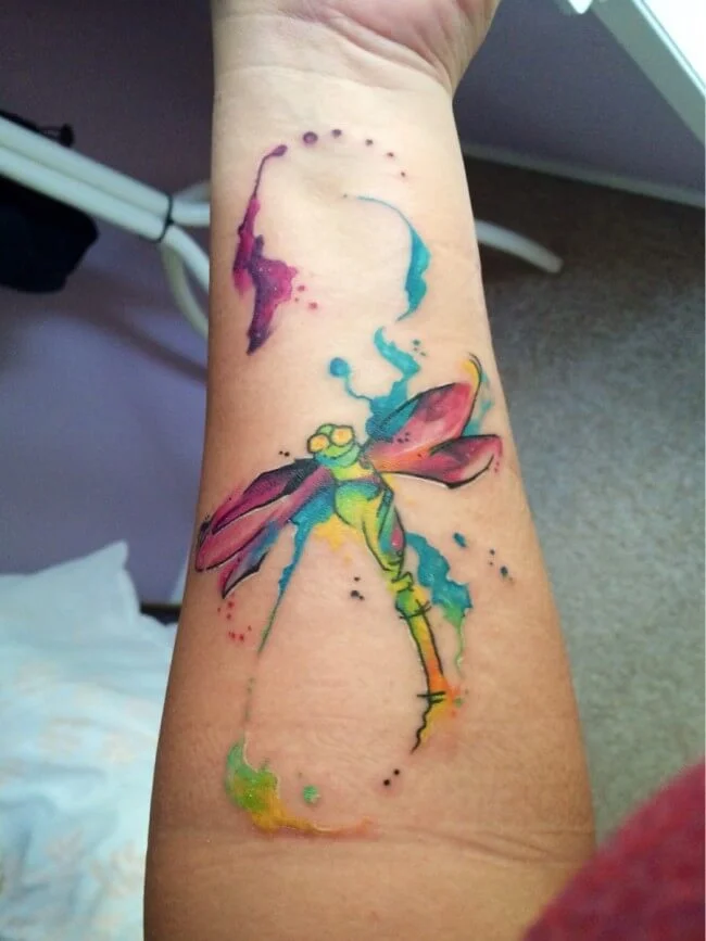 Dragonfly Watercolor Tattoo