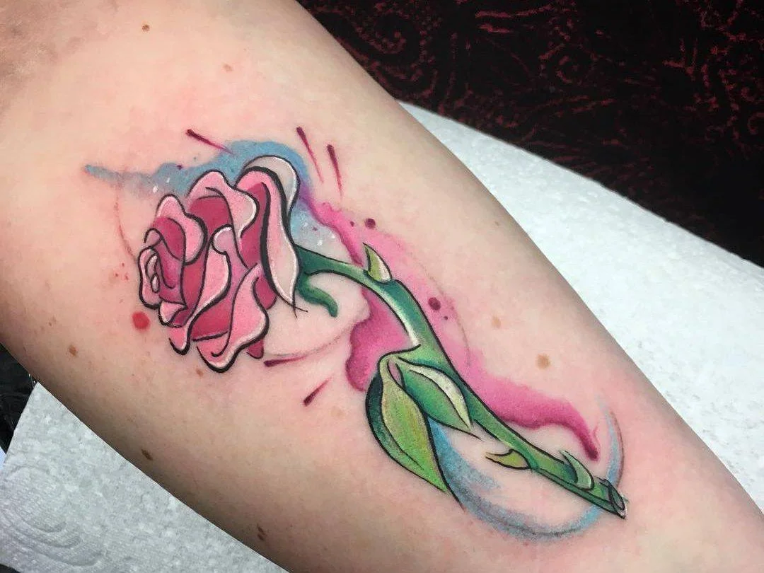 Rose Watercolor Tattoo