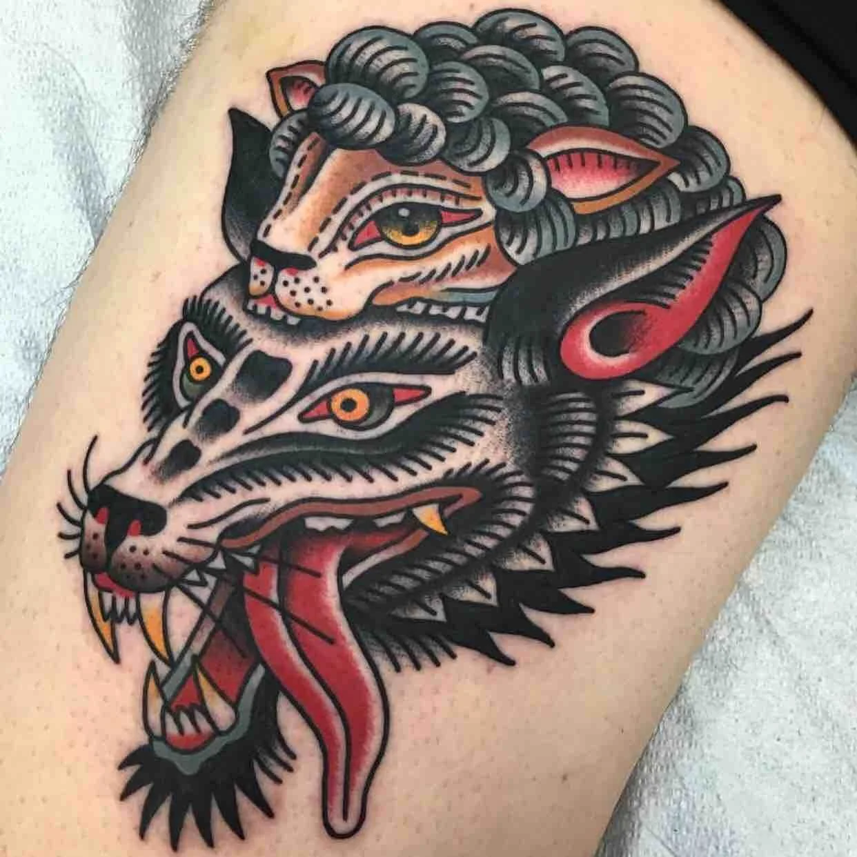 Traditional Wolf Tattoo