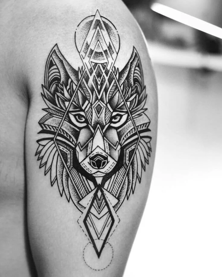 Geometric Wolf Tattoo