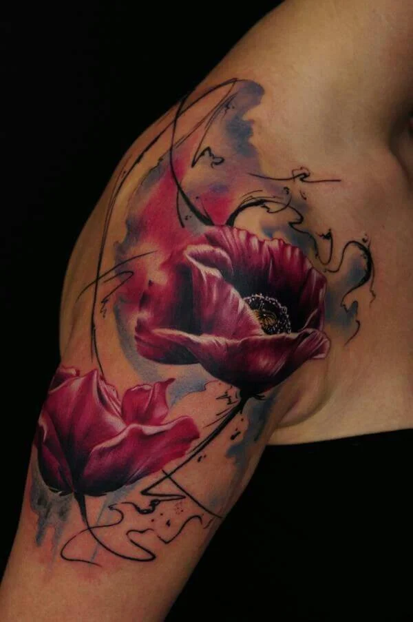 Poppy Watercolor Tattoo