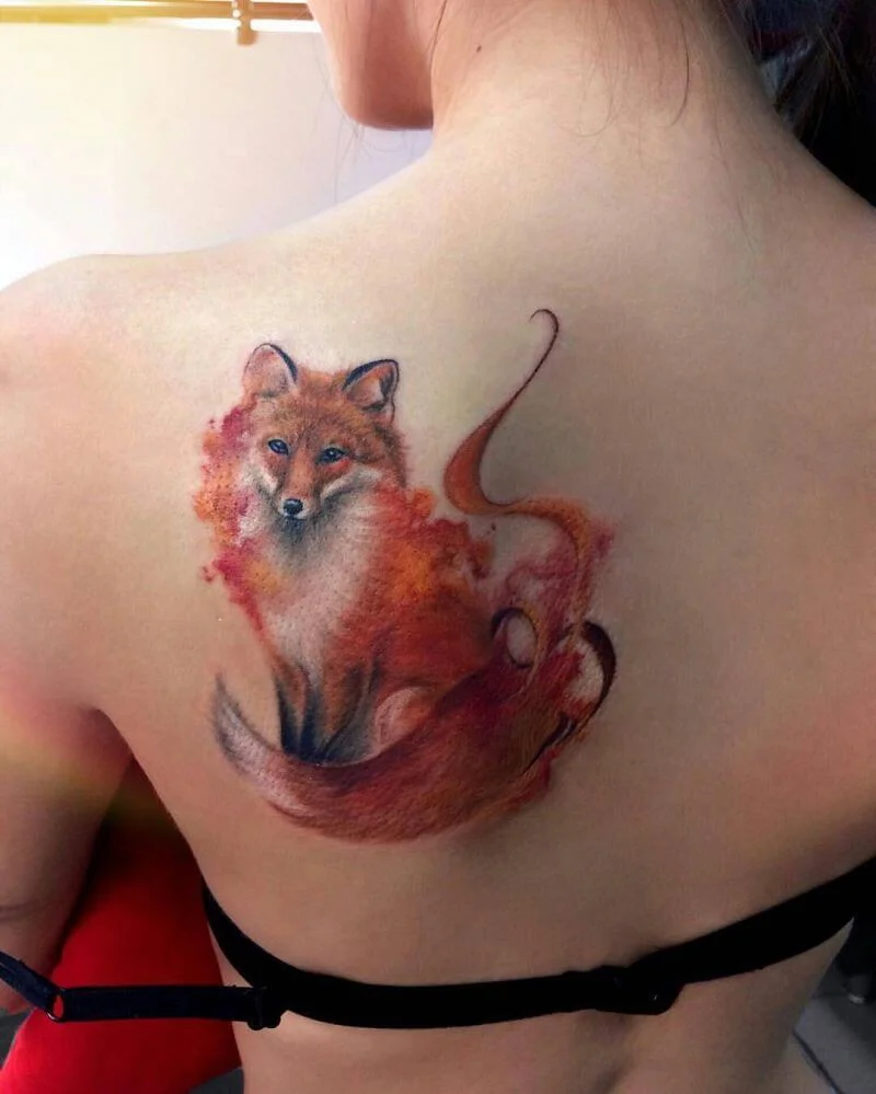 Fox Watercolor Tattoo