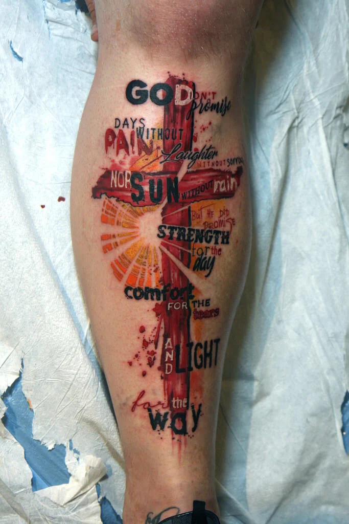Cross Watercolor Tattoo