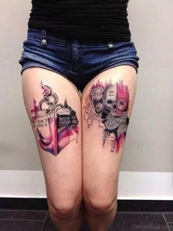 Skull Watercolor Tattoo