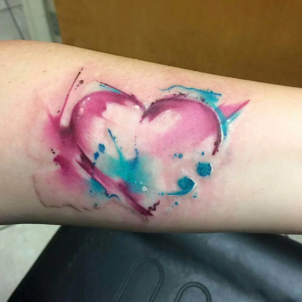 Heart Watercolor Tattoo