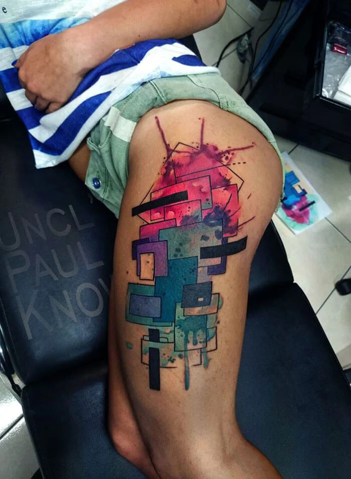 Thigh Watercolor Tattoo