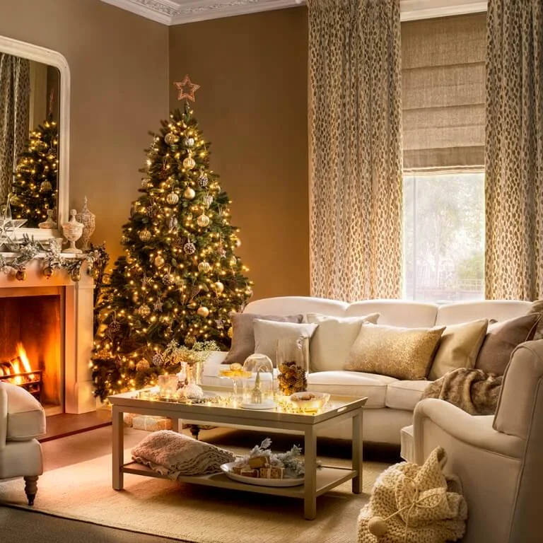 Beautiful Gold Christmas Living Room