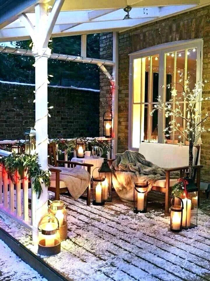 Christmas Lanterns Front Porch Decor