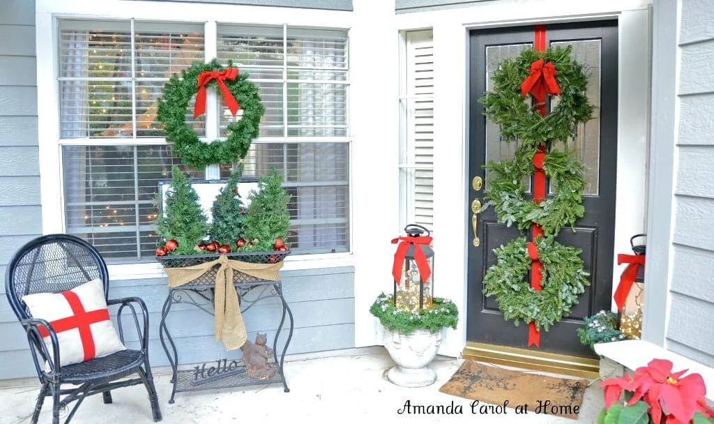 Christmas Porch With Wreaths Decoration
