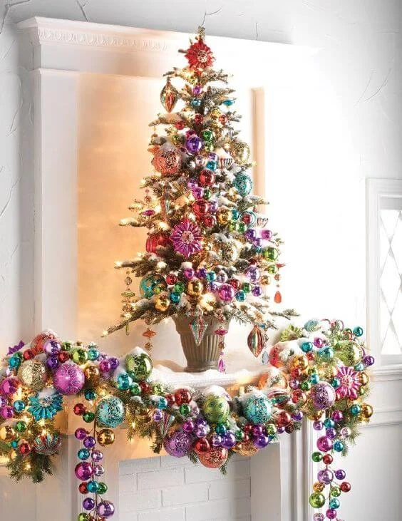 Colorful Fireplace Mantel Modern Tree