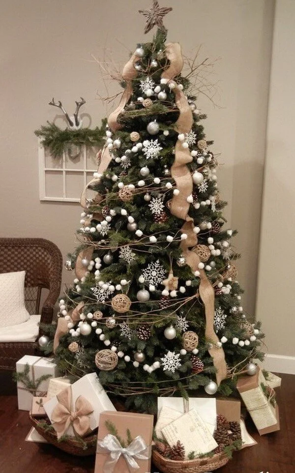 Cotton Ball Pom Pom Garland Tree