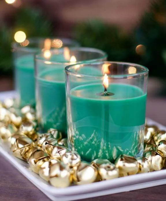 DIY Christmas Bells Candle Centerpiece
