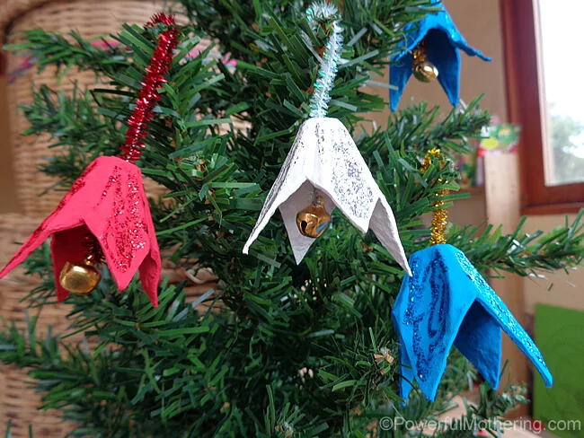 Egg Carton Bells Tree Ornament
