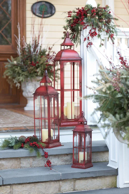 Entryway Staircase Red Lanterns Decor