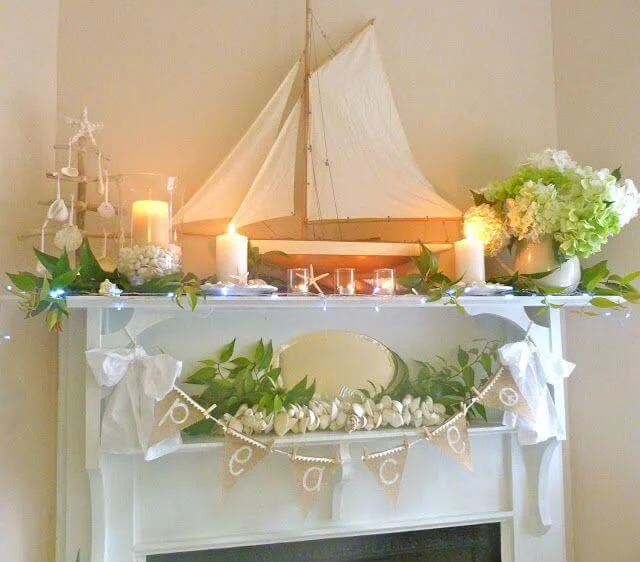 Fancy Nautical Christmas Mantel Decor