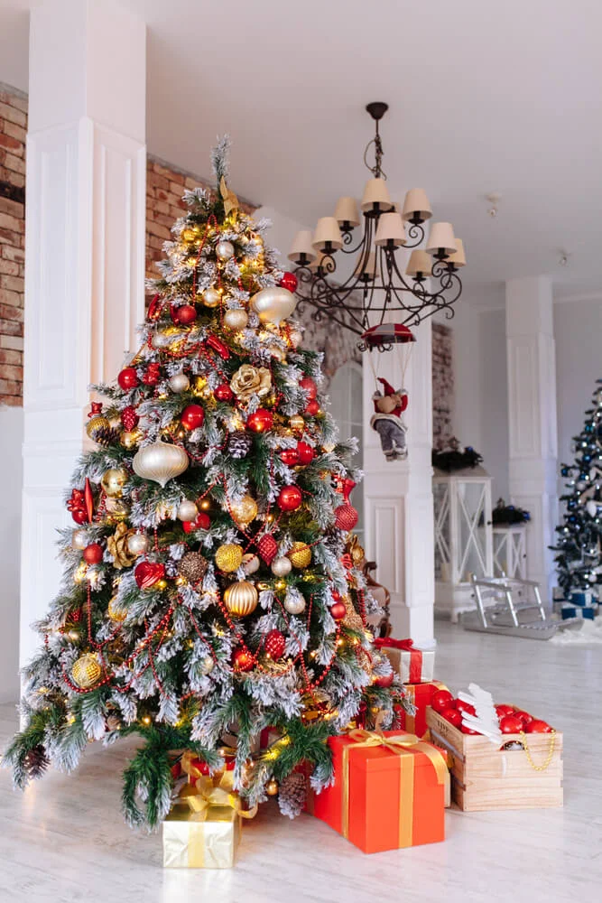 Flocked Tree Vintage Gold Decor