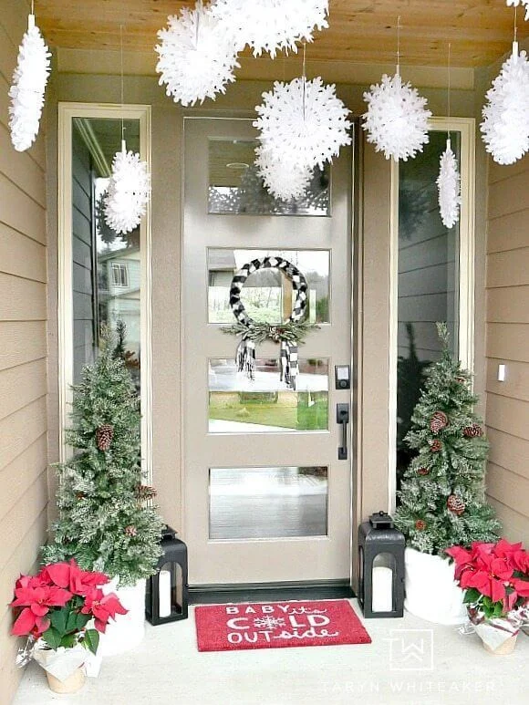 Front Door Christmas Decor Plaid