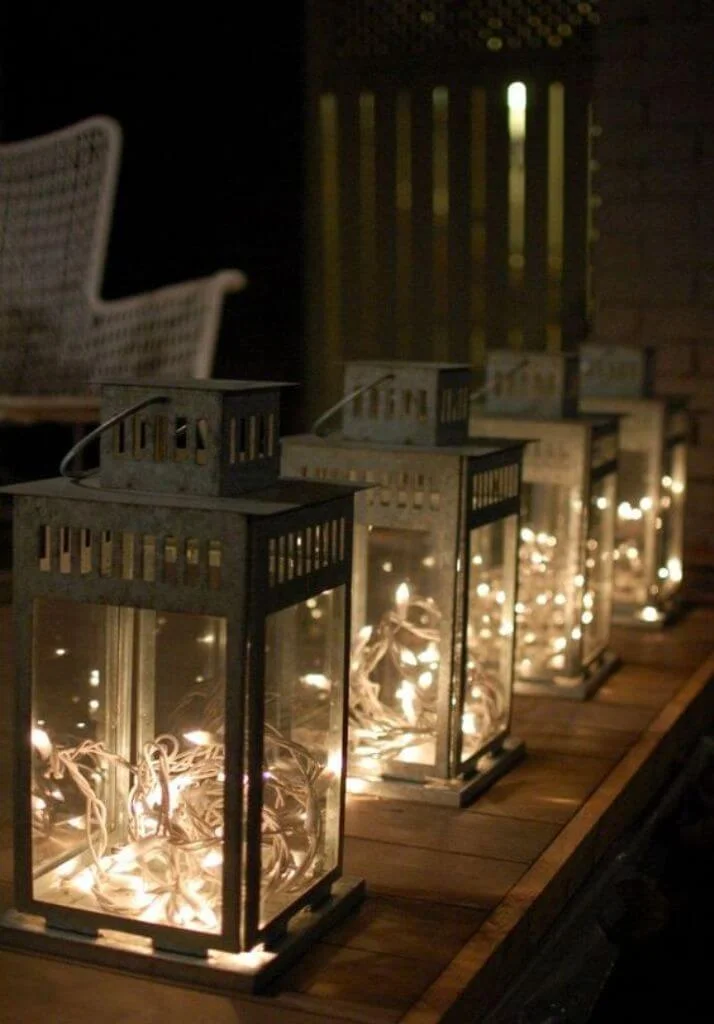 Golden Lights Lantern Christmas Decor