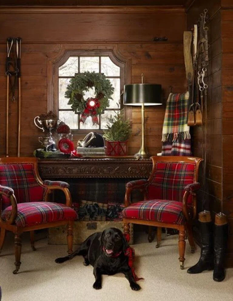 Home Office Plaid Christmas Decor