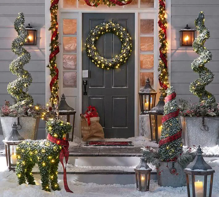 Lanterns Front Door Christmas Decor
